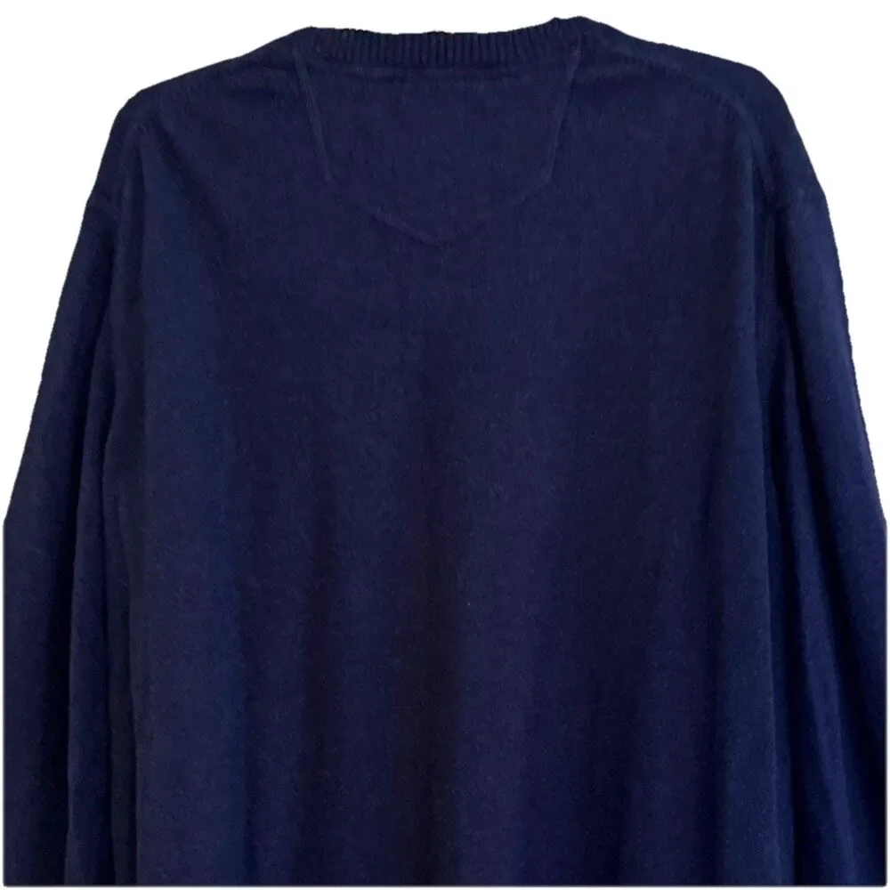 Eddie Bauer Cotton Merino Wool V-Neck Sweater Mens Sz 2XL Navy Classic Outdoors